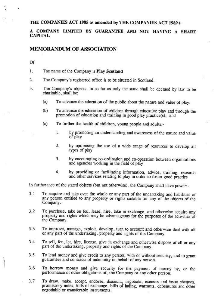 Memorandum of Association