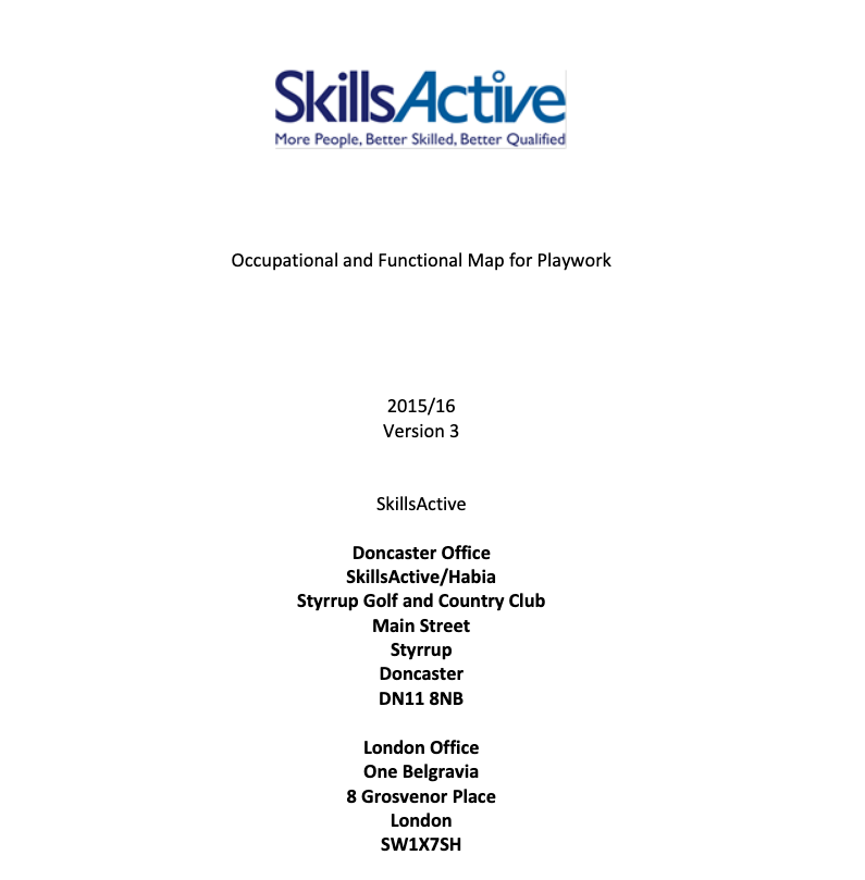 Occupational and functional map for playwork