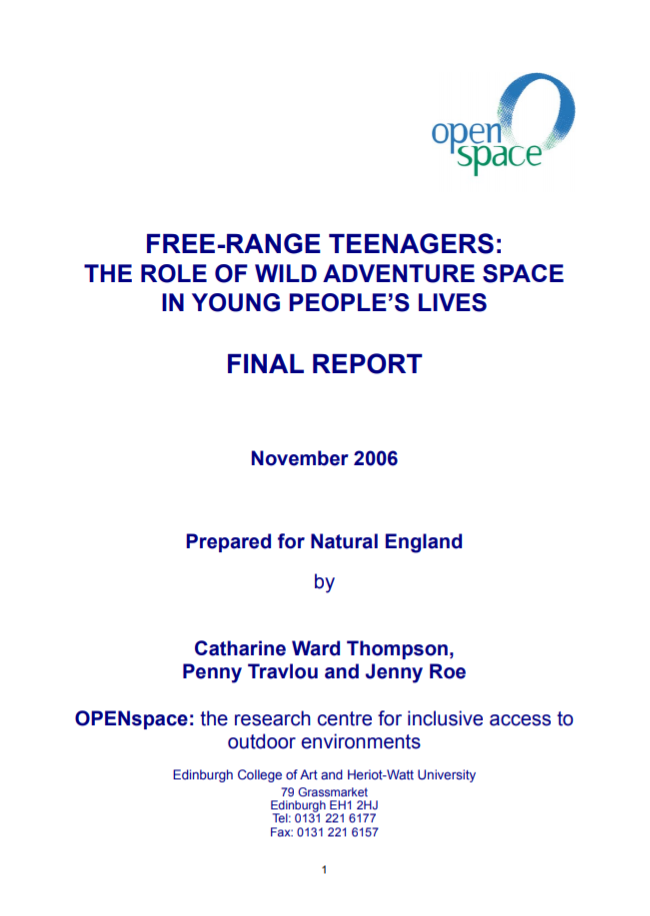 Free-range teenagers: the role of wild adventure space in young people’s lives