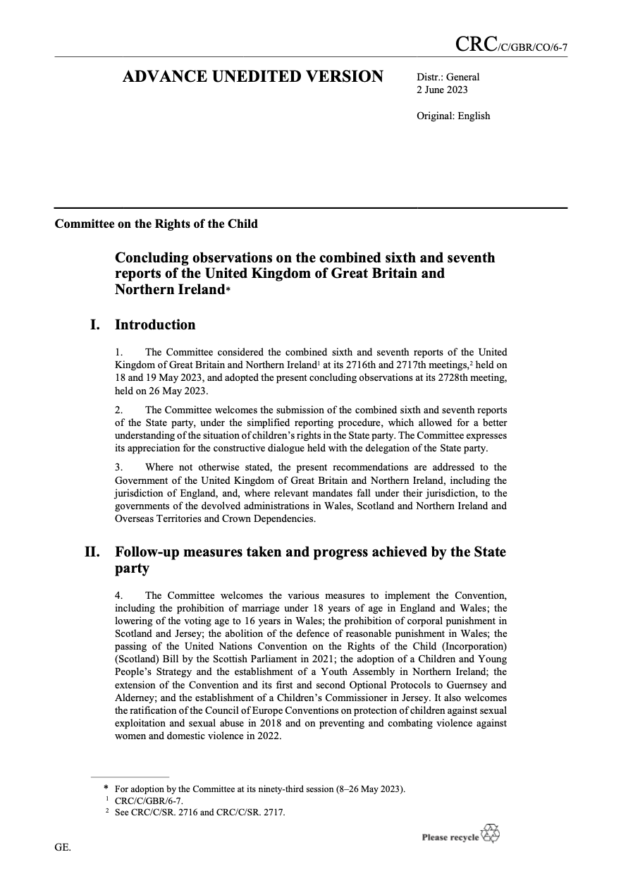 Concluding Rights Committee on the Rights of the Child concluding observations - Play ...