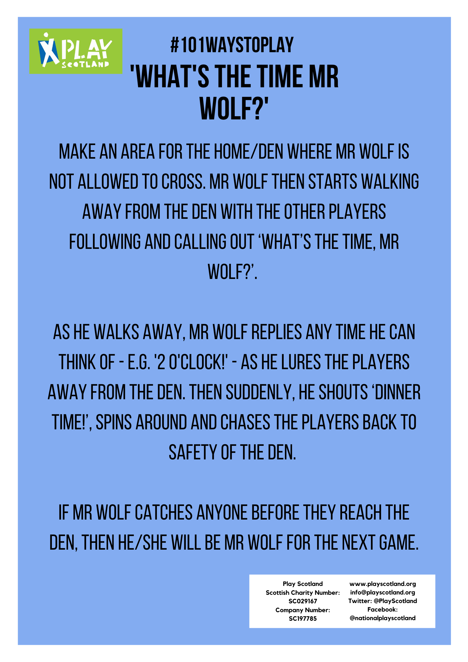 'What's the time Mr Wolf?' Play Scotland
